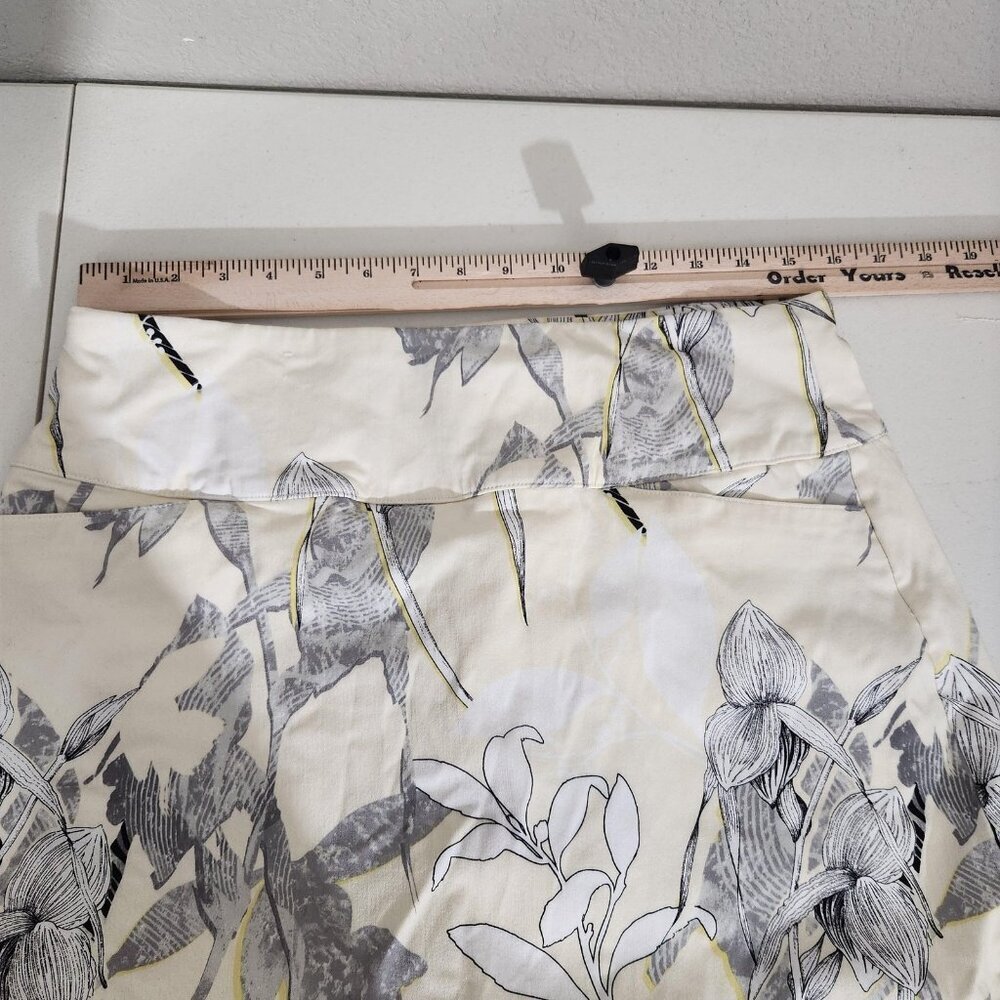 Lady Hagen Summer Skirt Skort Built-In Shorts Large Yellow Cream White Gr Floral - Picture 7 of 9